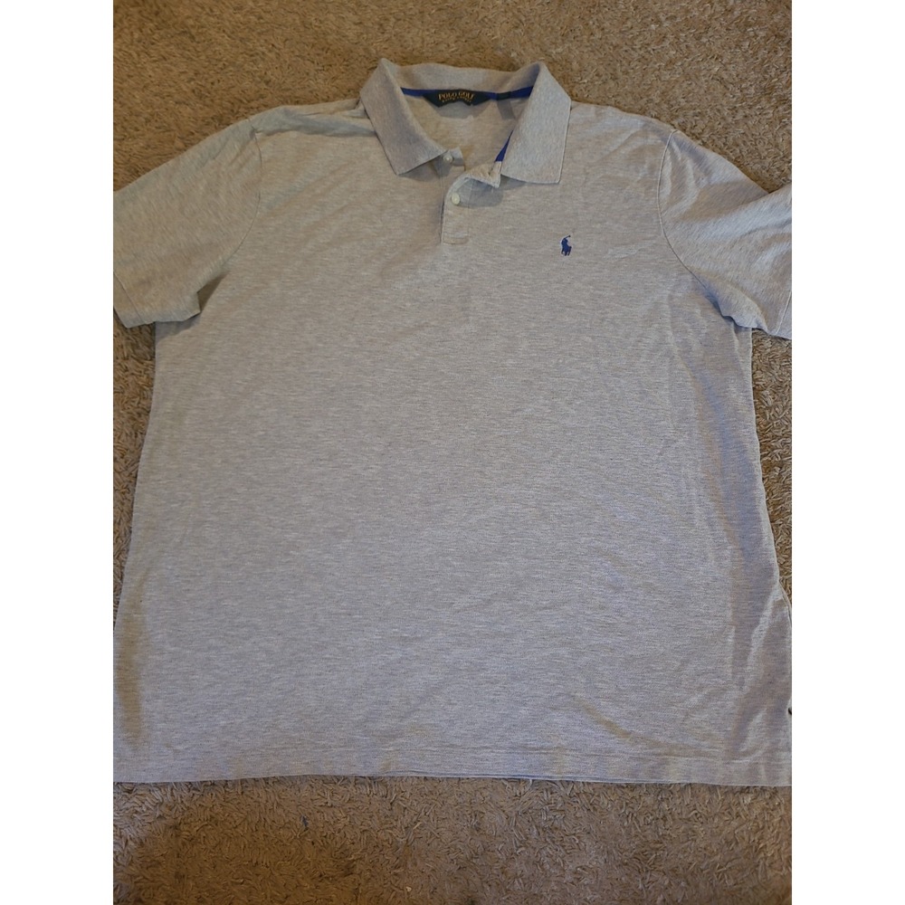 Ralph Lauren Polo Shirt Mens 2XL Gray Polo Golf Blue Pony Y2K